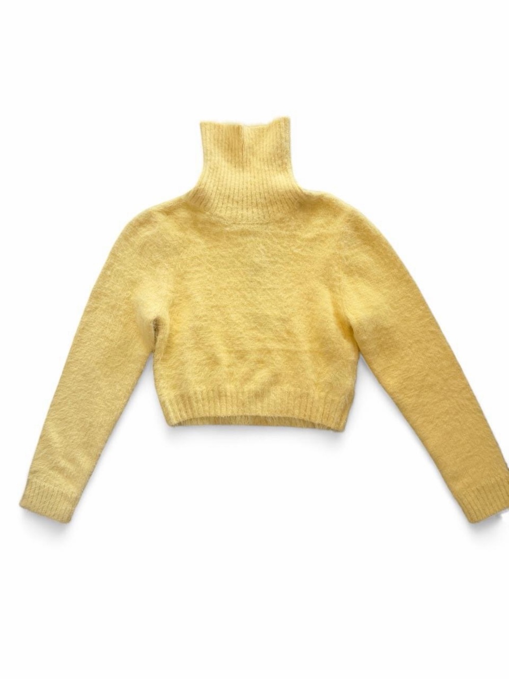 Cropped Yellow Turtleneck Sweater Size L